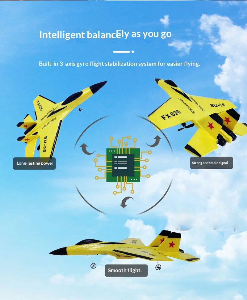 SU35 Scale 2.4G RC Fighter Glider Airplane – EPP Foam Hobby Plane for Kids & Beginners