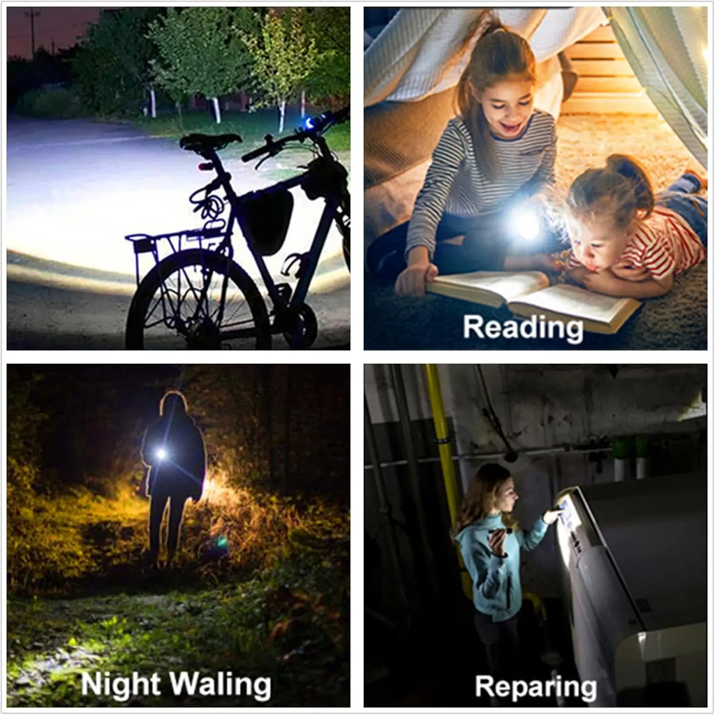 Mini COB+XPE LED Flashlight – USB Rechargeable, Zoomable, 3 Modes with Pocket Clip for Camping & EDC