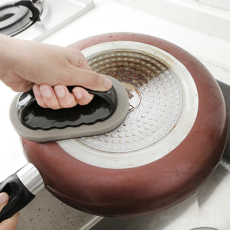 Erase Rust. Scrub Stains. Sharpen Knives. — Magic Nano Emery Sponge Cleaning Brush | Eraser, Rust Remover, Ergonomic Handle, Kitchen & Bath