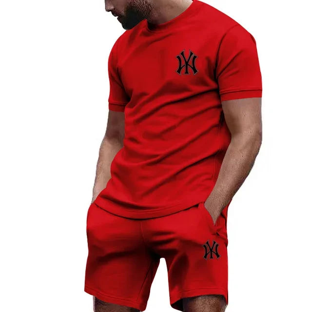Men's Short Sleeve T-Shirt & Pants Running Fitness Sportswear Set – Summer 2-Piece