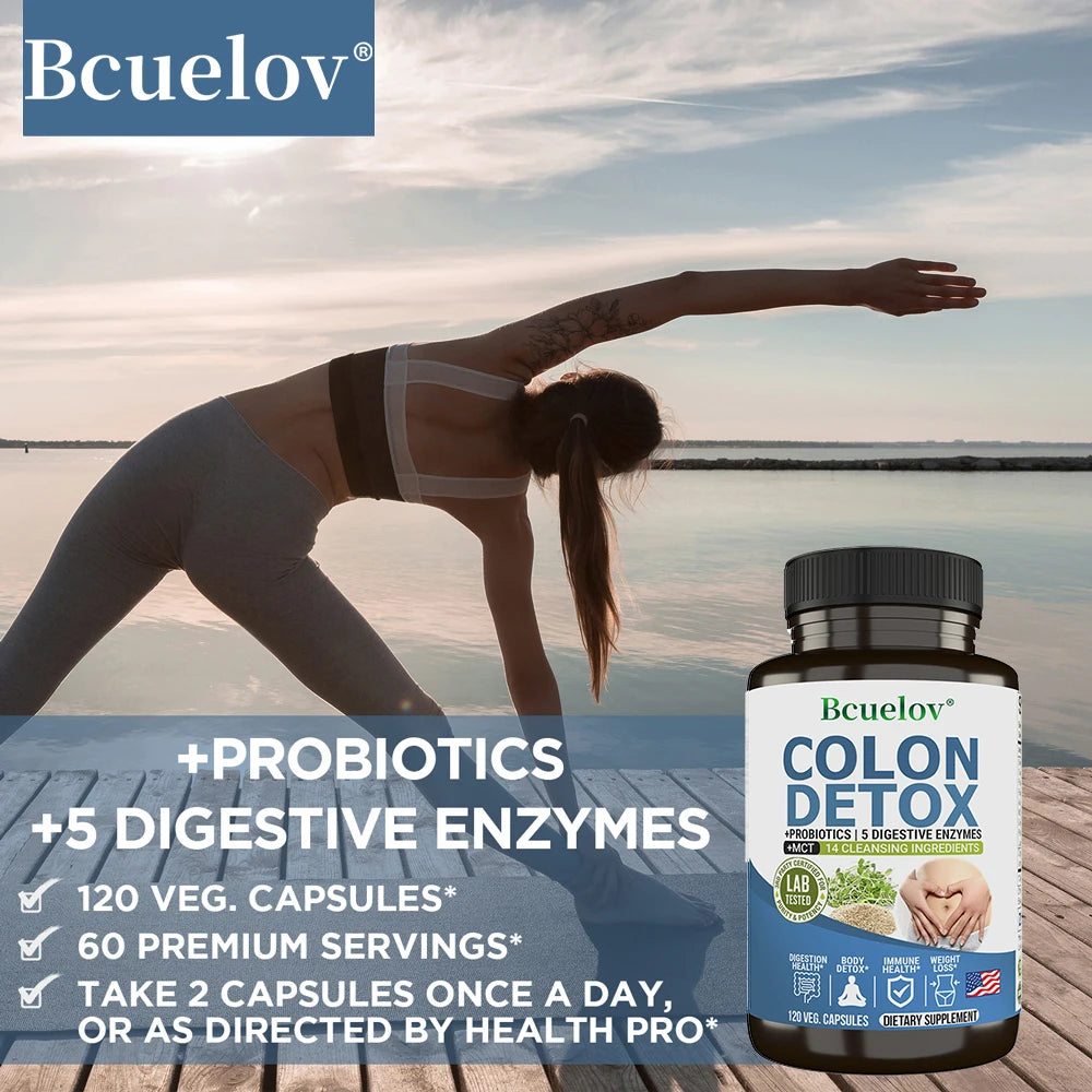 Colon Cleanser Detox Supplement – Bowel Cleansing with Psyllium Husk & Probiotics