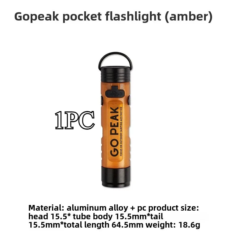 GOPEAK Pocket Mini Flashlight – Hat Clip, USB Rechargeable, Magnetic, Glow-in-Dark EDC Light