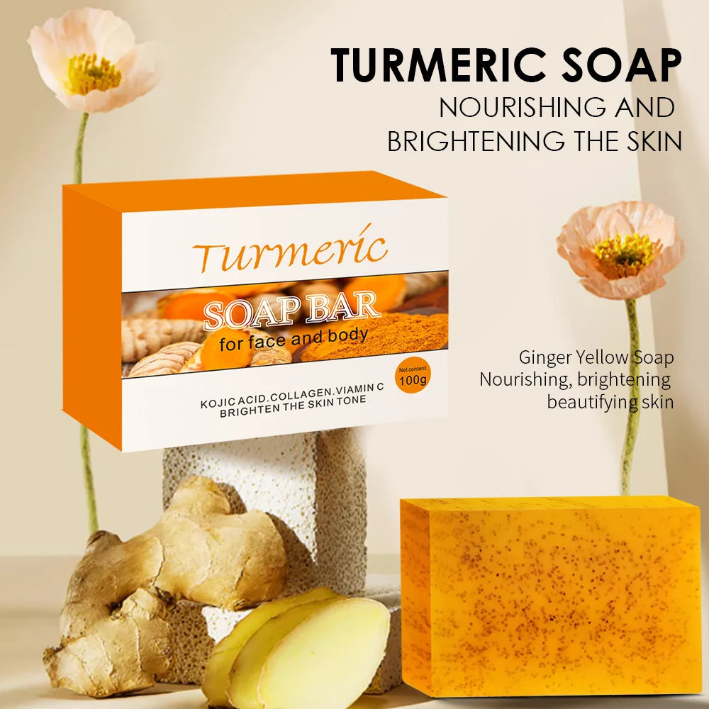 Turmeric & Kojic Acid Handmade Soap Bars – 5-Pack, 100g Each | Moisturizing & Exfoliating