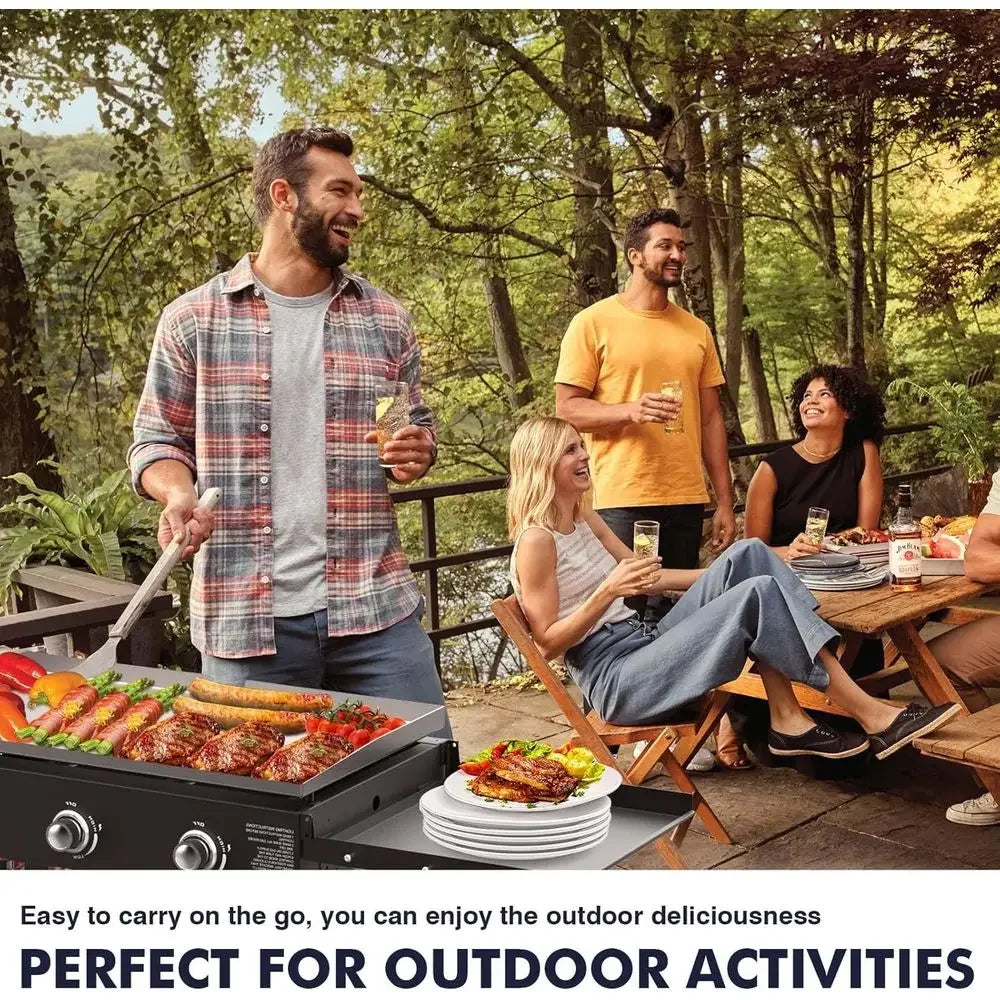 Portable Triple Burner Propane Griddle Grill | 45,000 BTU, 625 Sq. In. Flat Top, Adjustable Shelves, Rust-Resistant, Outdoor BBQ & Griddle