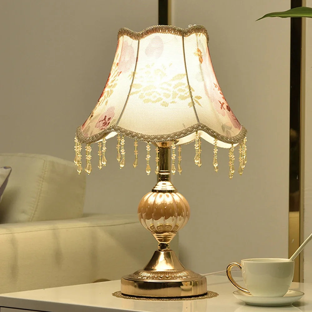 Bedside Lamp – Fabric Shade & Gold or White Base