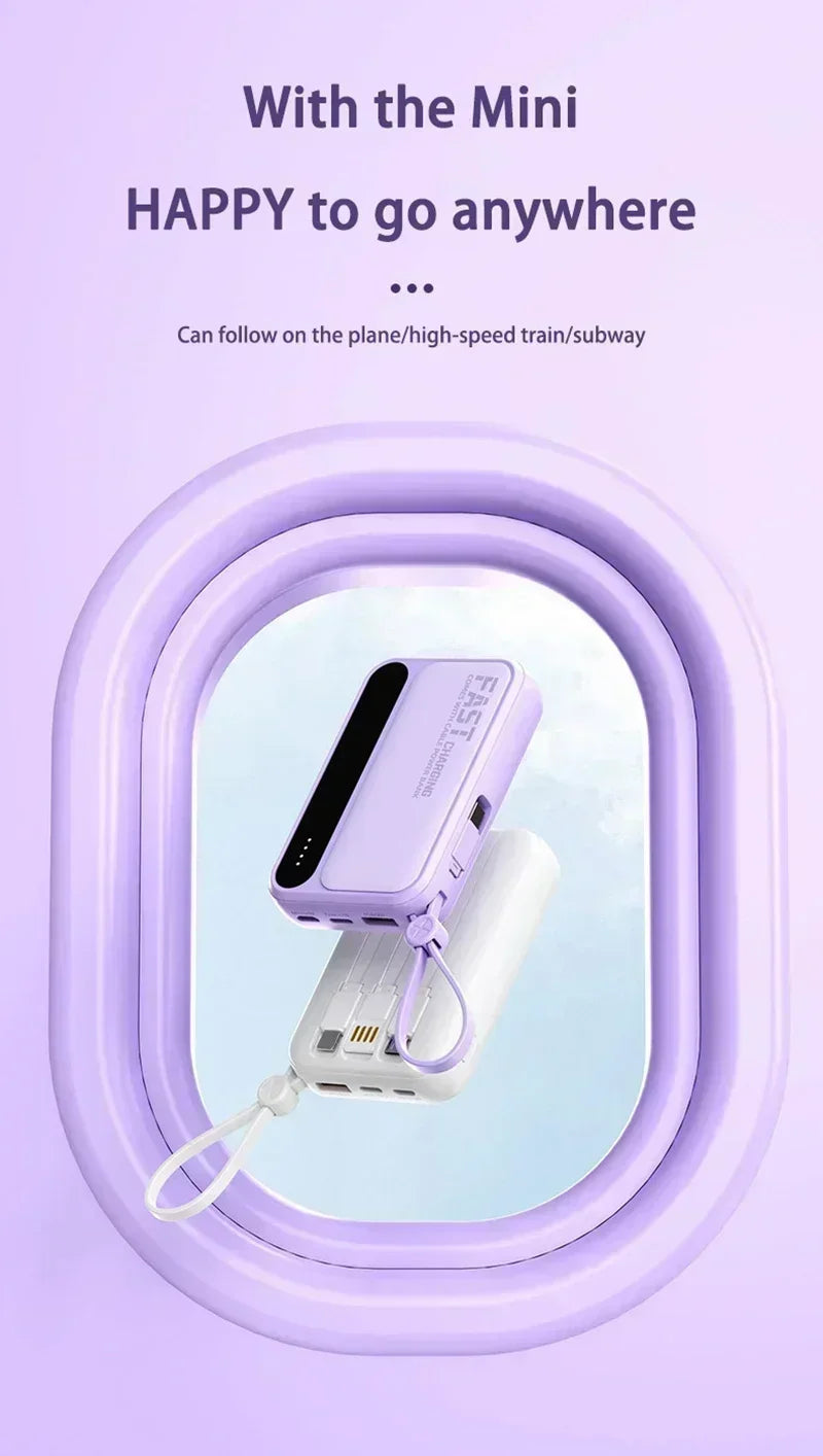 VIVO 500000mAh Power Bank – Built-in 4 Cables Super Fast Charging Portable External Battery 2026
