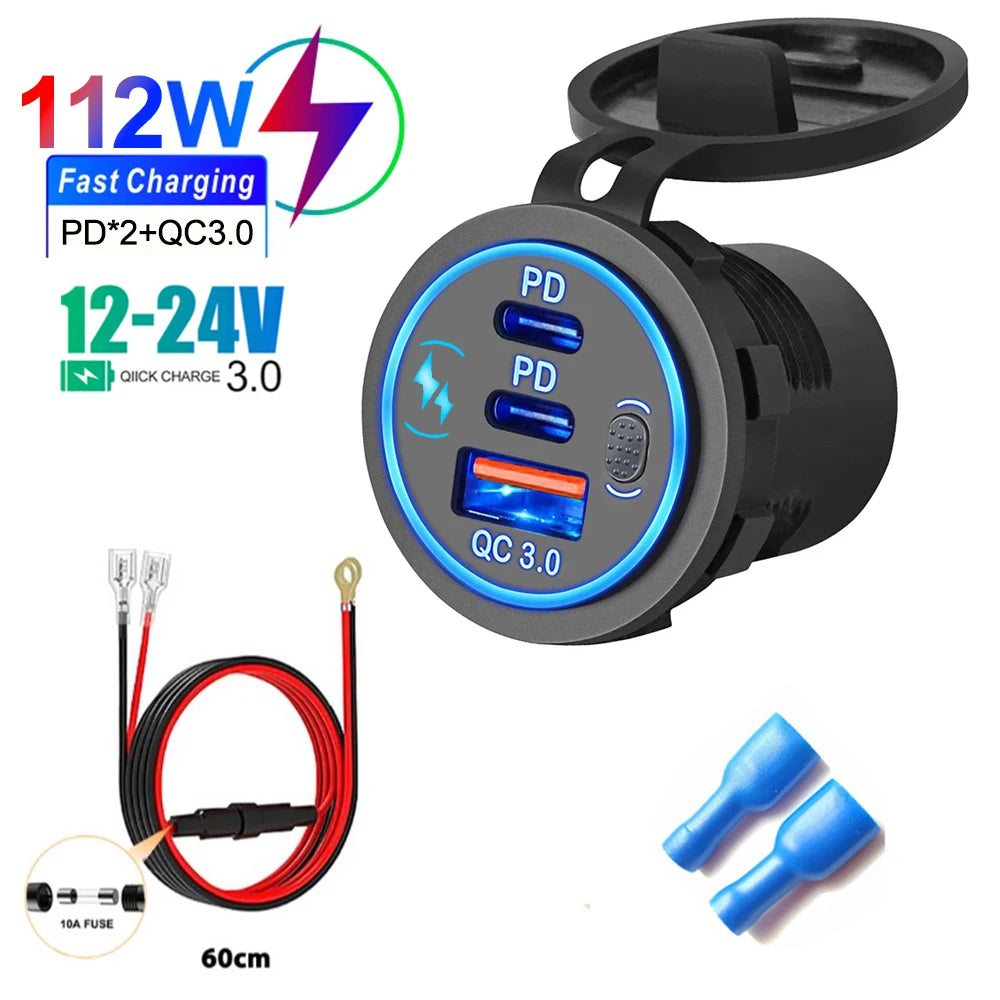 78W Fast Car Charger — PD3.0 & QC3.0 Dual USB-C