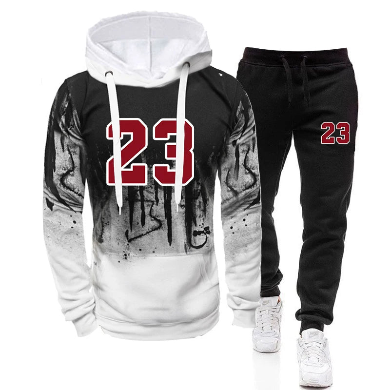 Men's Hoodie Sweatshirt & Jogger Sweatpants Set – Comfortable Autumn Winter Sportswear