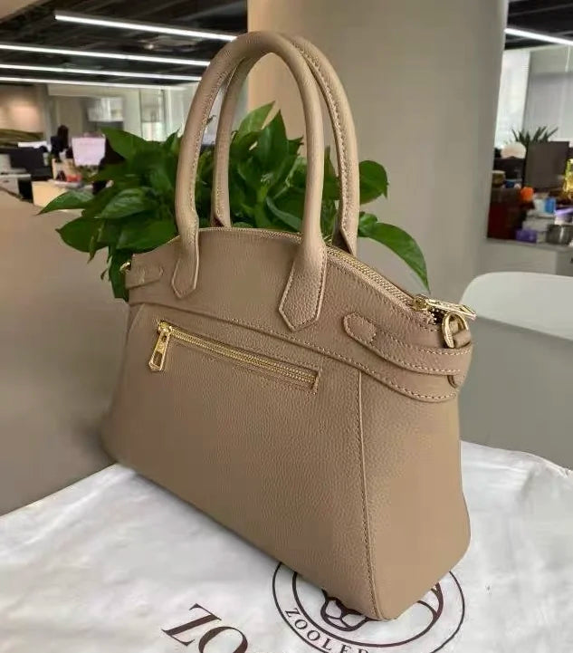 ZOOLER Genuine Cow Leather Flap Tote Bag – Luxury Lock Shoulder Crossbody Handbag for Women