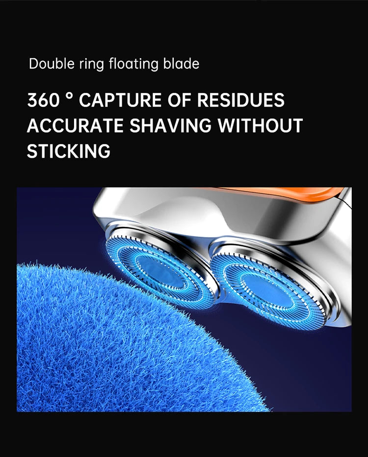 Mini Electric Smart Shaver – Digital Display, Dual Blade Rechargeable Beard Trimmer for Home & Car