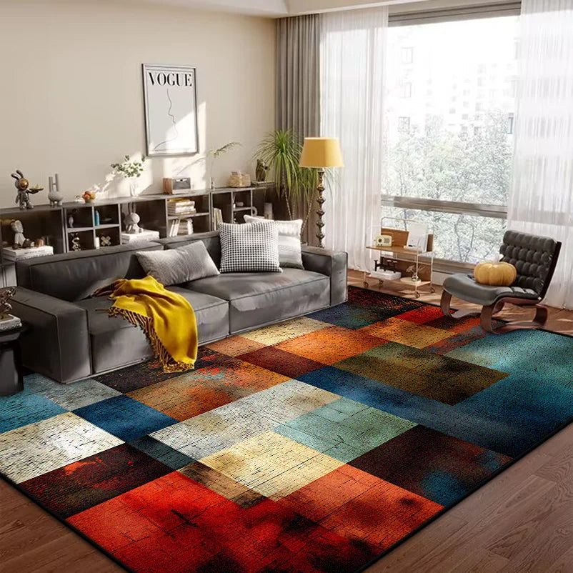 Geometric Abstract Large Area Rug – Non-Slip Custom Floor Mat for Living Room & Bedroom, 15 Colors & 15 Sizes