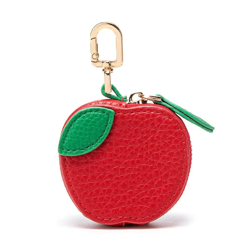 Cute Fruit Shape Leather Coin Purse – Mini Zipper Earphone Bag, Keychain Pendant Wallet for Women & Girls