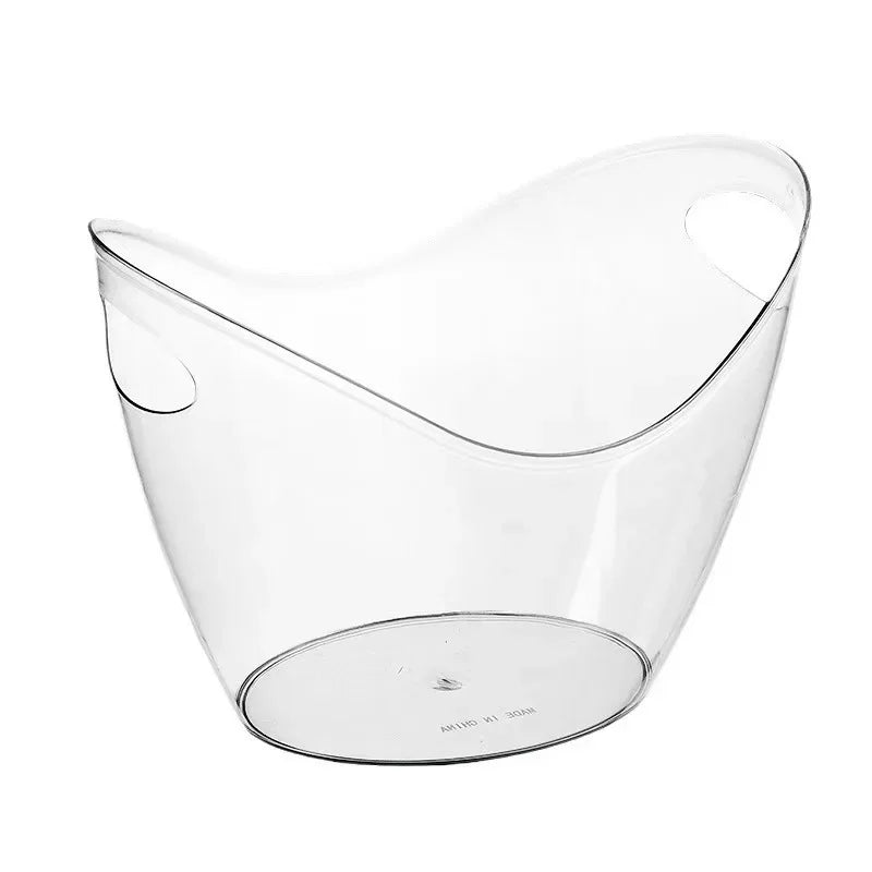 4L Clear PET Ice Bucket with Handle – Large Champagne & Wine Chiller for Bar, Party & Entertaining
