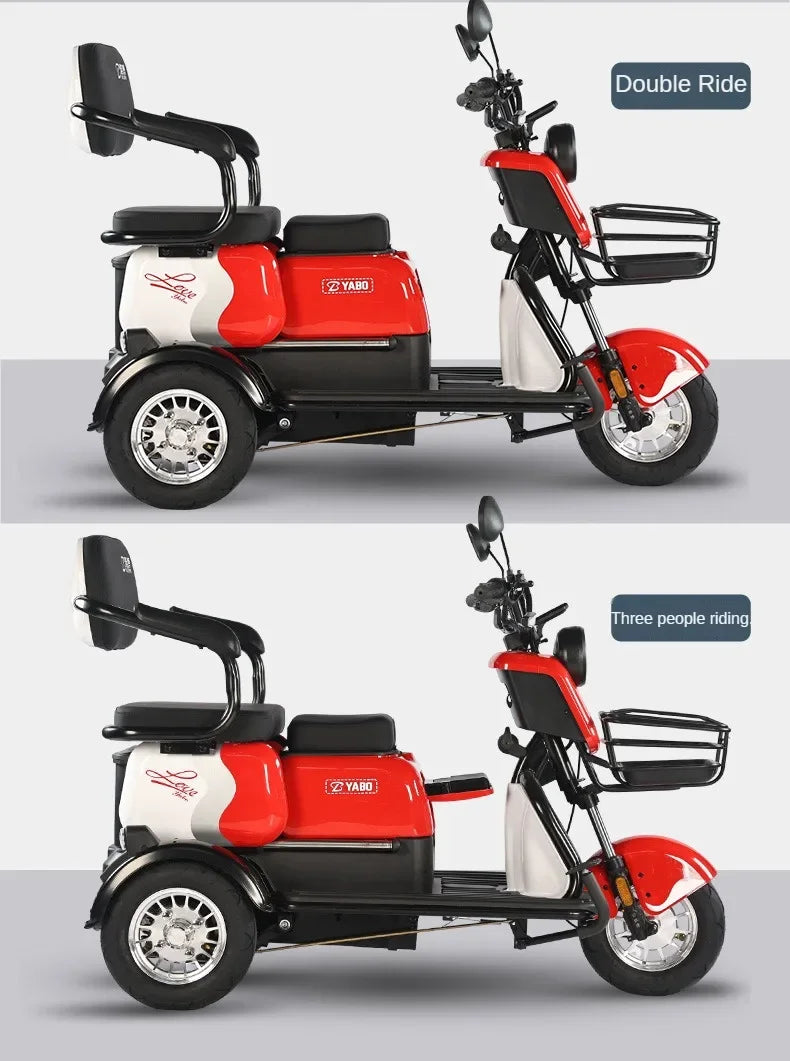 3-Wheel Electric Mobility Scooter for Adults, Long-Range Tricycle