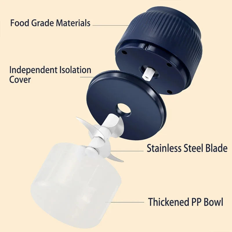 250ML Mini Wireless USB Vegetable Chopper & Garlic Crusher — Rechargeable Electric Food Chopper
