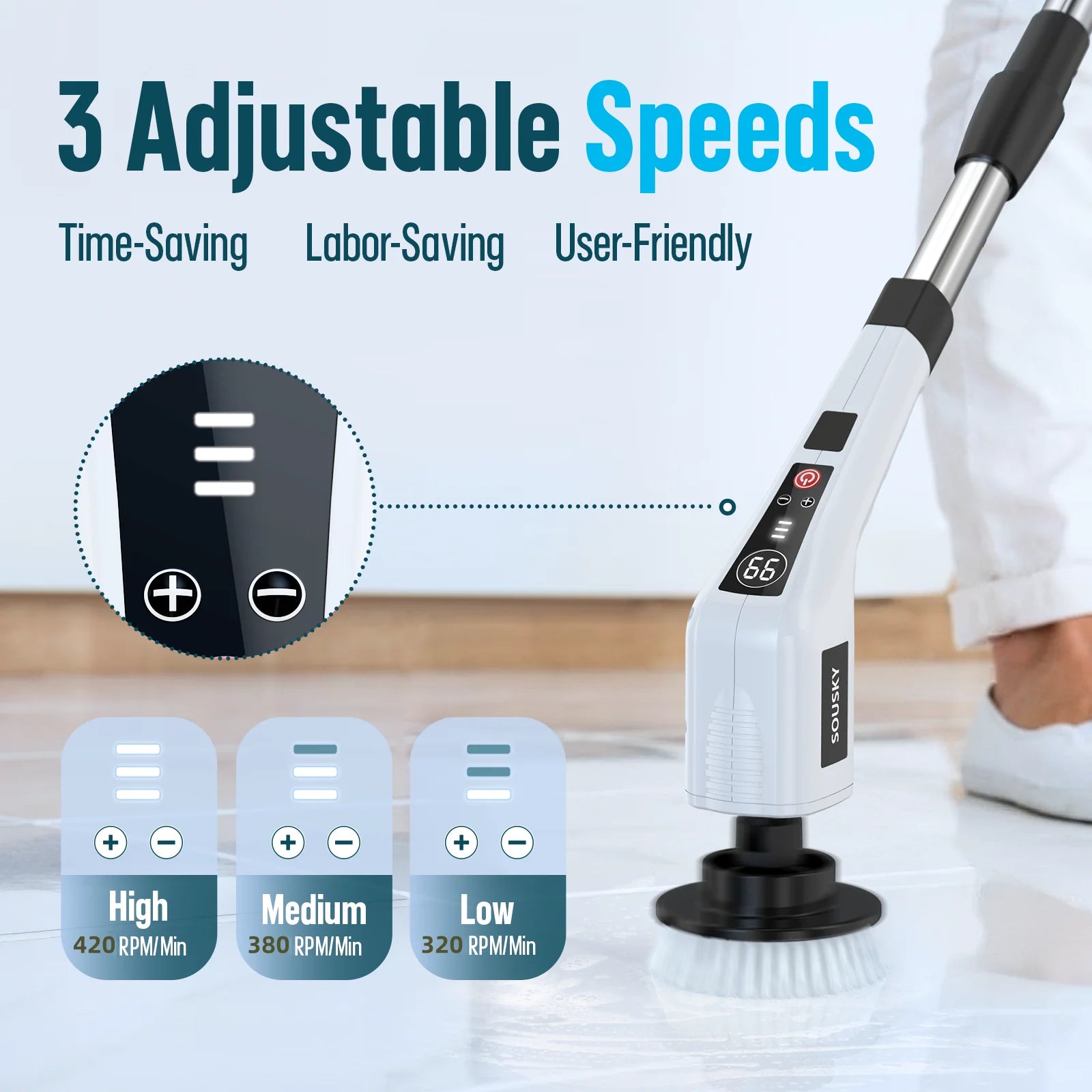 Electric Cleaning Brush – 8-in-1 Cordless Handheld Spin Scrubber with LED Display for Bathroom & Kitchen
