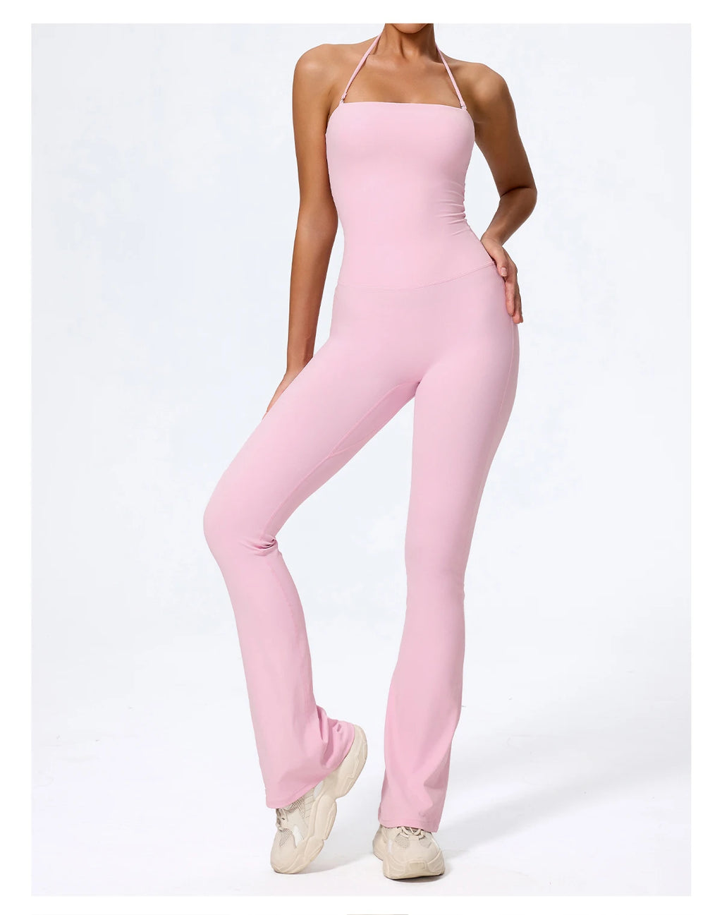 Women's Sleeveless Yoga Jumpsuit – Gym Flared Overalls Neck-Hanging Backless Sportswear