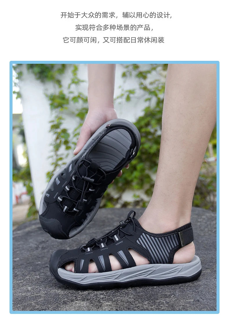 Men's Handmade Breathable Beach Sandals – Lightweight Soft Sole Outdoor Sandals
