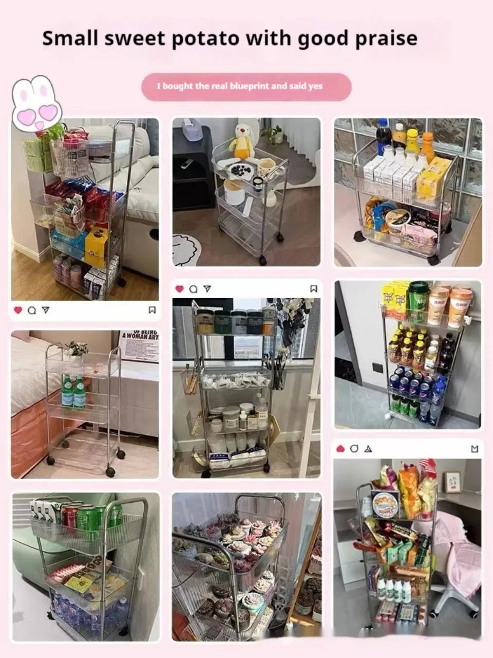 Acrylic Rolling Storage Cart — 2/3/4 Tier Organizer Trolley for Kitchen, Bathroom & Office