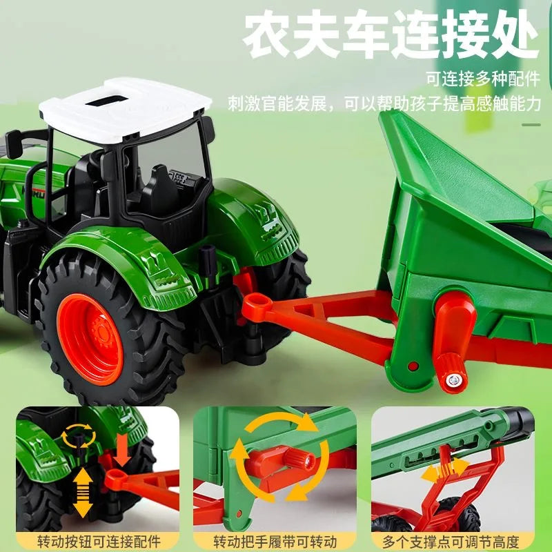 Farm Tractor Toy with Trailer & Accessories – Simulation Farmer Vehicle Set for Kids