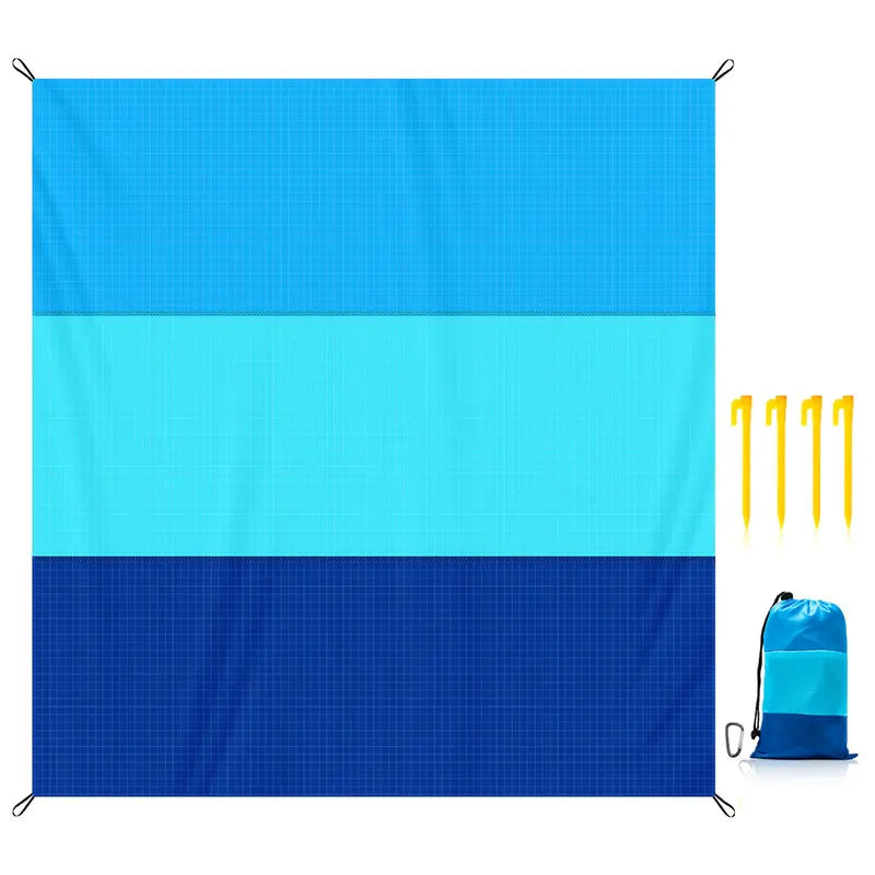 Waterproof Pocket Beach Mat – 2x2.1m Foldable Camping Picnic Blanket, Lightweight Sand-Proof Outdoor Mat