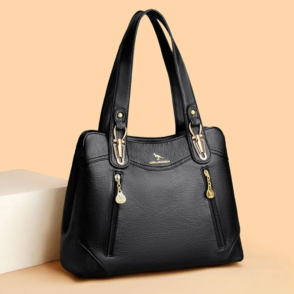 VANDERWAH Bark Pattern Microfiber Leather A4 Tote Bag – Luxury Designer Shoulder Handbag for Women