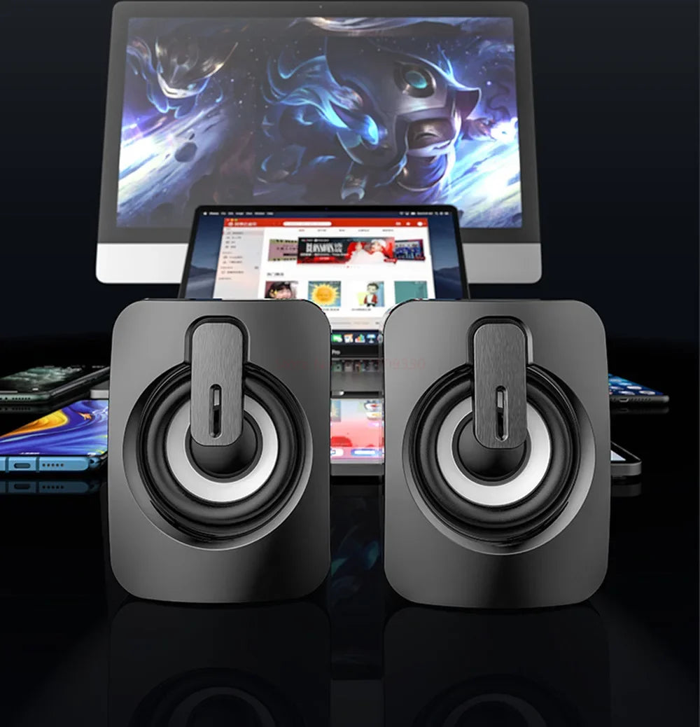 USB Wired Computer Speaker with Microphone — High Fidelity Stereo Desktop