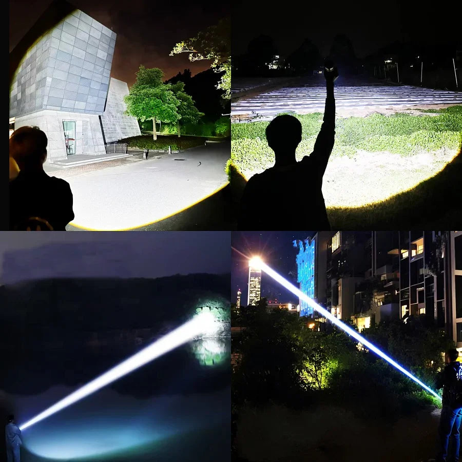High Power White Laser Flashlight – Rechargeable Zoomable Waterproof Tactical Lantern