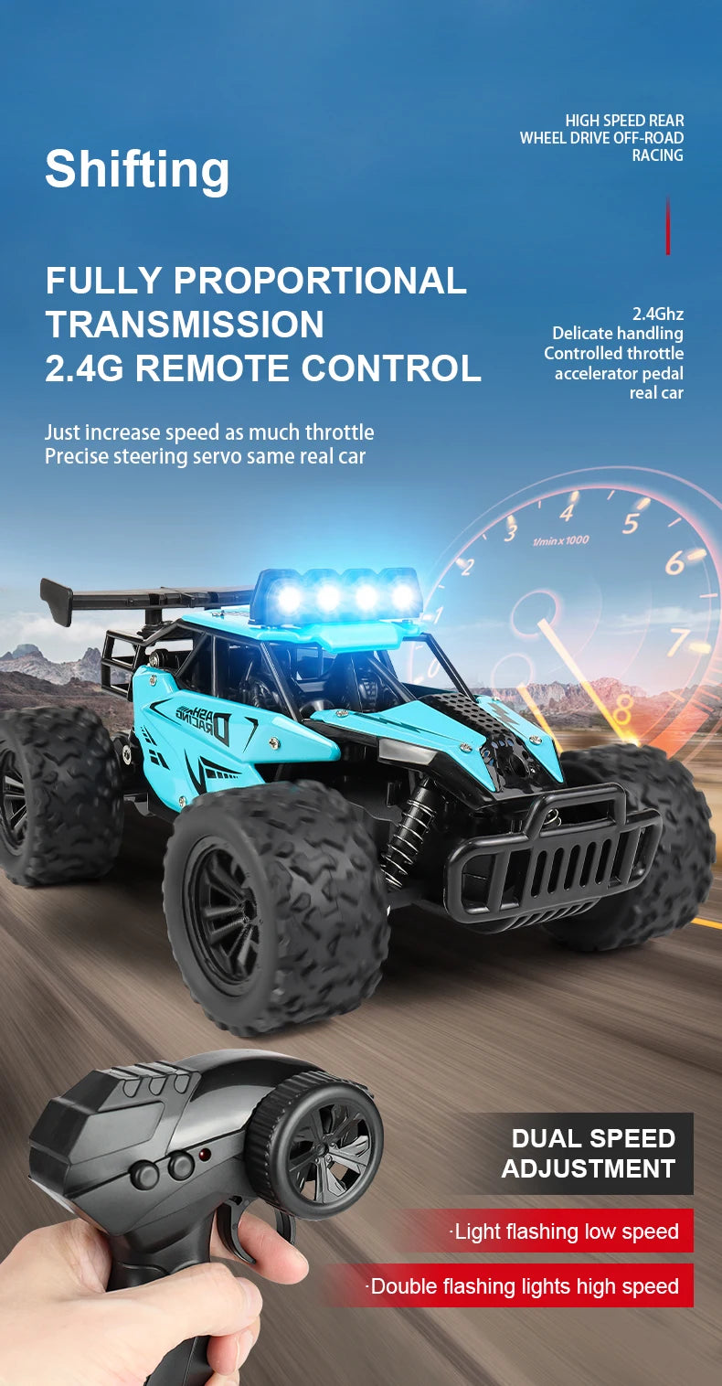 ZWN 1:16 Scale 2.4G 4WD RC Off-Road Climbing Car with LED Lights – Alloy Body for Boys & Girls