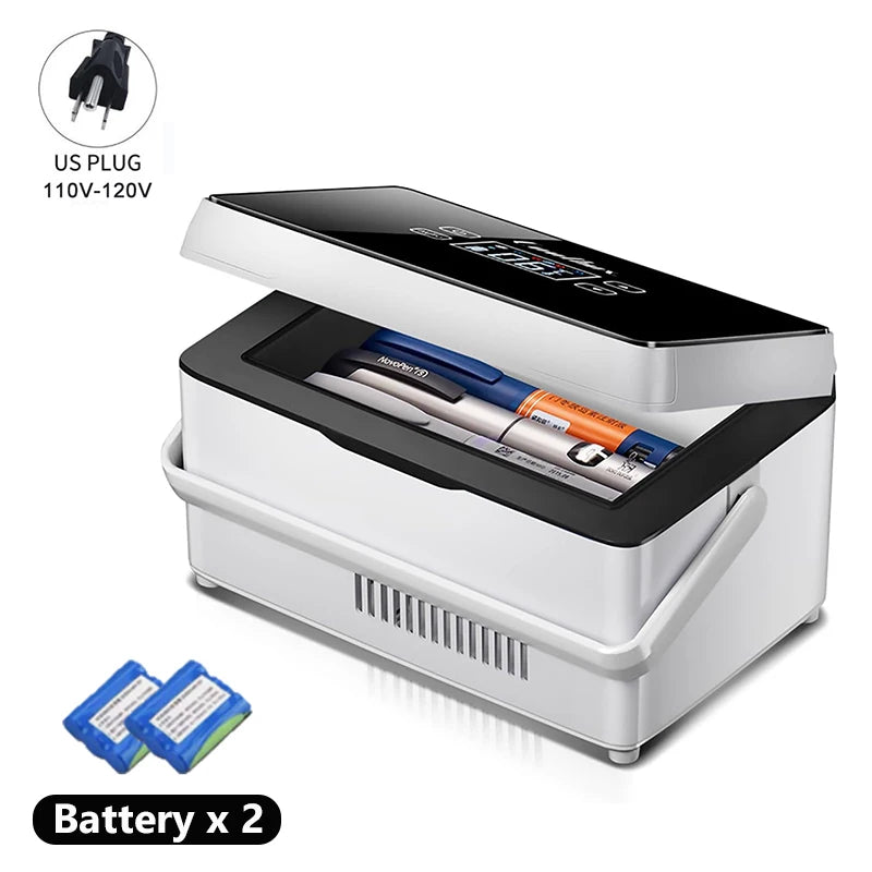 Portable Insulin Cooler Box – Medicine Refrigerator with 2 Batteries for Travel & Outdoor