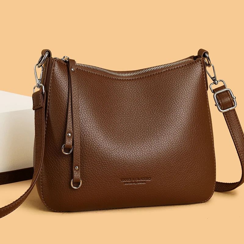 Luxury PU Letter Detail Shoulder Crossbody Tote Bag – Large Capacity Messenger Handbag for Women