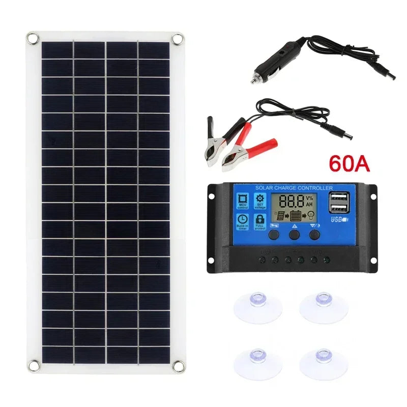 1000W Solar Panel 12V – 60A/100A Controller Solar Charge for RV Car Outdoor Battery Supply