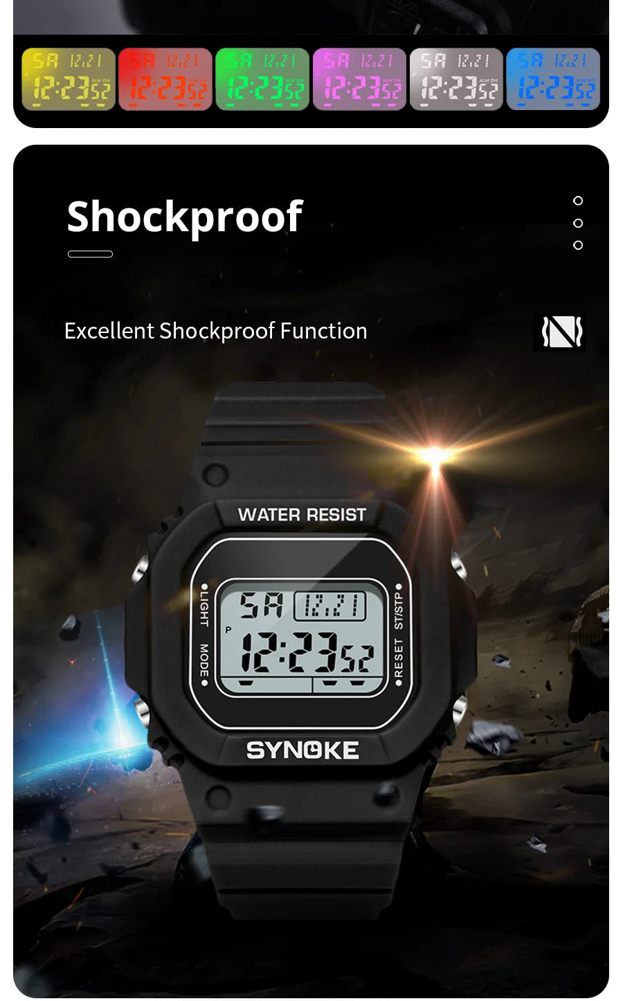 SYNOKE Men's Military Digital Watch | Outdoor Sport Retro Waterproof Multifunctional Luminous Wristwatch