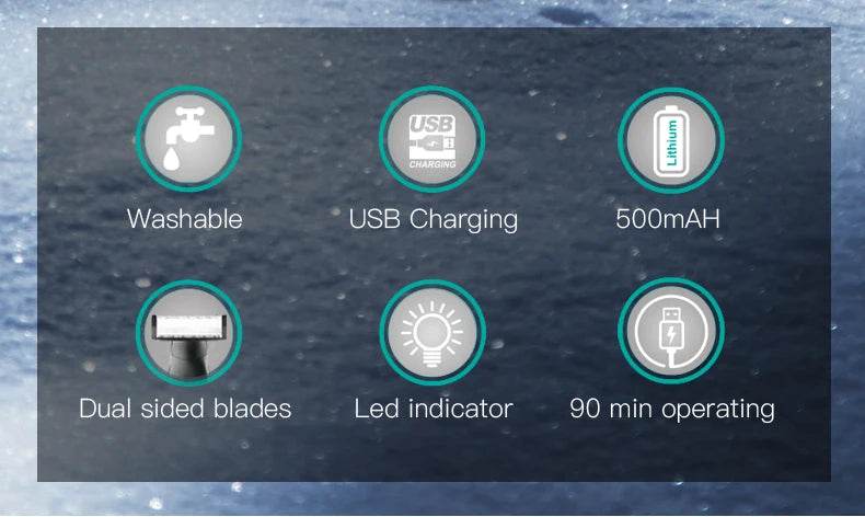 VGR One Blade Waterproof Hair & Beard Trimmer | IPX5 Wet/Dry, Rechargeable, 3 Guide Combs, Men & Women V-017