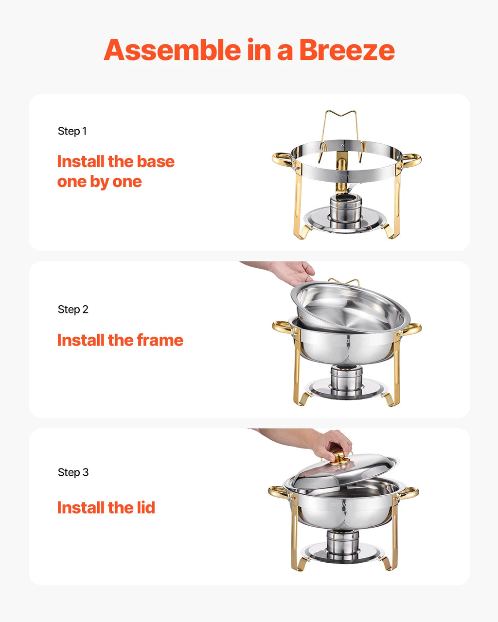 4-Pack Stainless Steel Chafing Dish Buffet Set – Full Size Catering Warmer for Parties