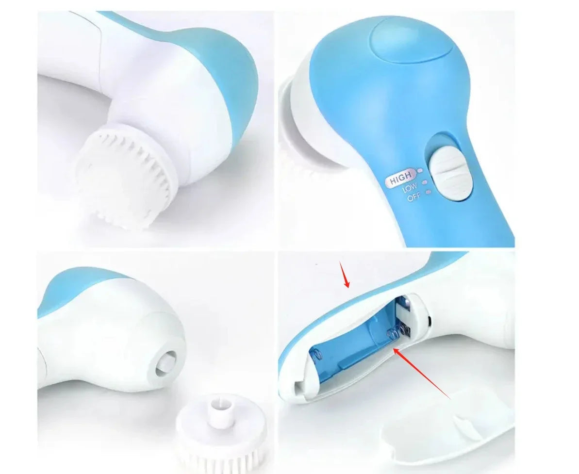 5-in-1 Electric Facial Cleansing Brush — Blackhead Removal, Spa Massage, Skin Care Tool