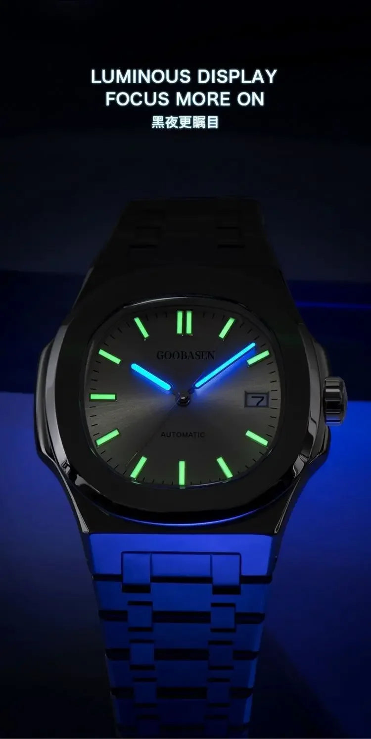 Men's Luxury Steel Strap Quartz Wristwatch | Luminous Waterproof Dress Watch