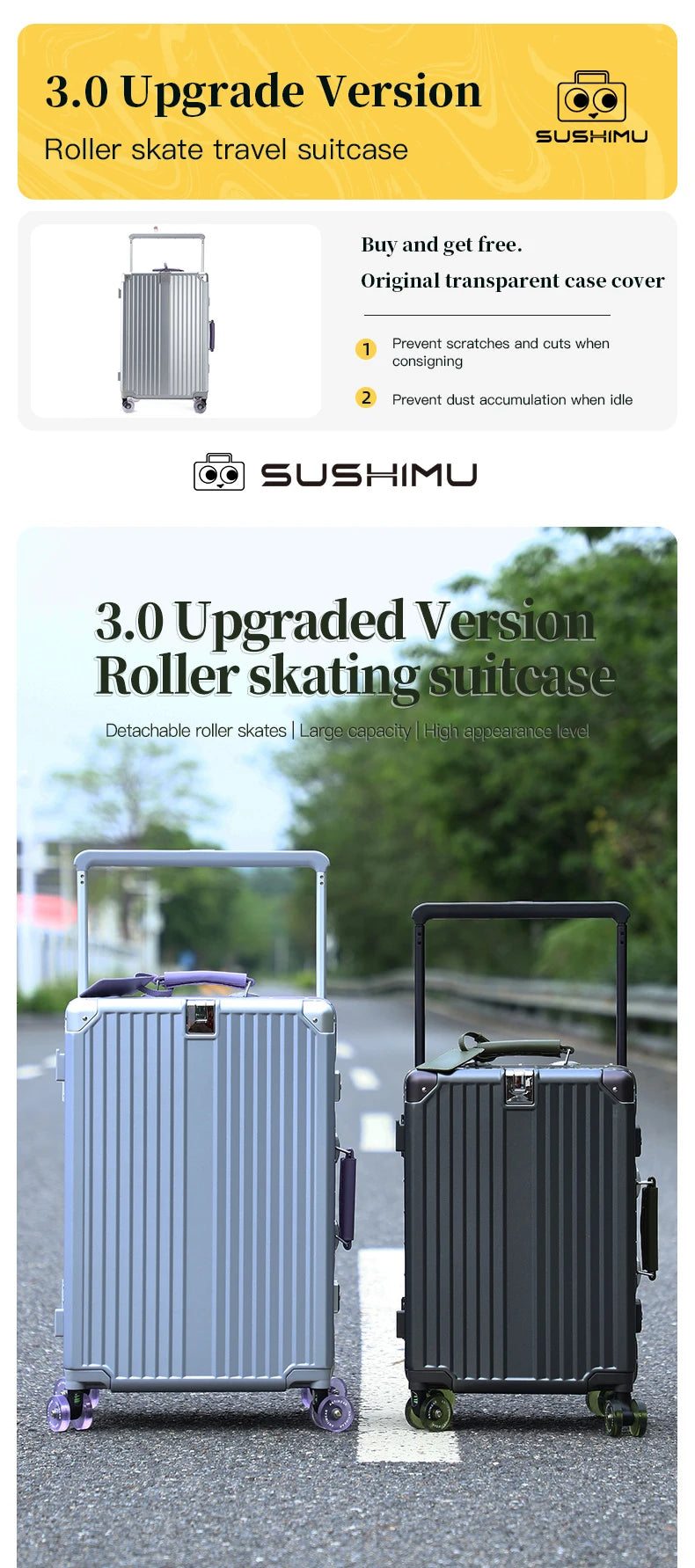 Sushimu PC Luggage – Expandable Spinner Suitcase with TSA Lock