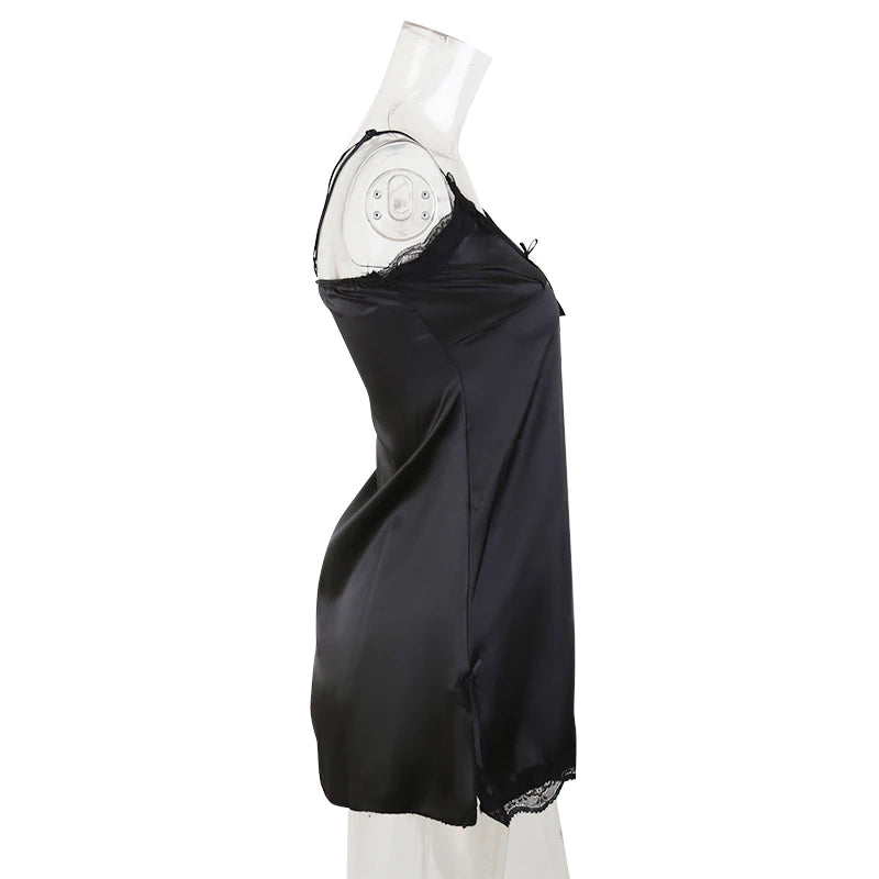 Women's Sexy Lace V-Neck Sleeveless Nightdress – Suspender Sleepwear for Ladies