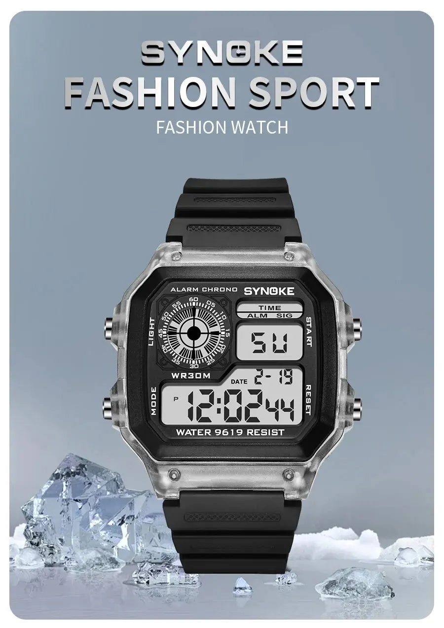SYNOKE Digital Sport Watch | Luminous Multifunction Waterproof Seven Color LED Wristwatch