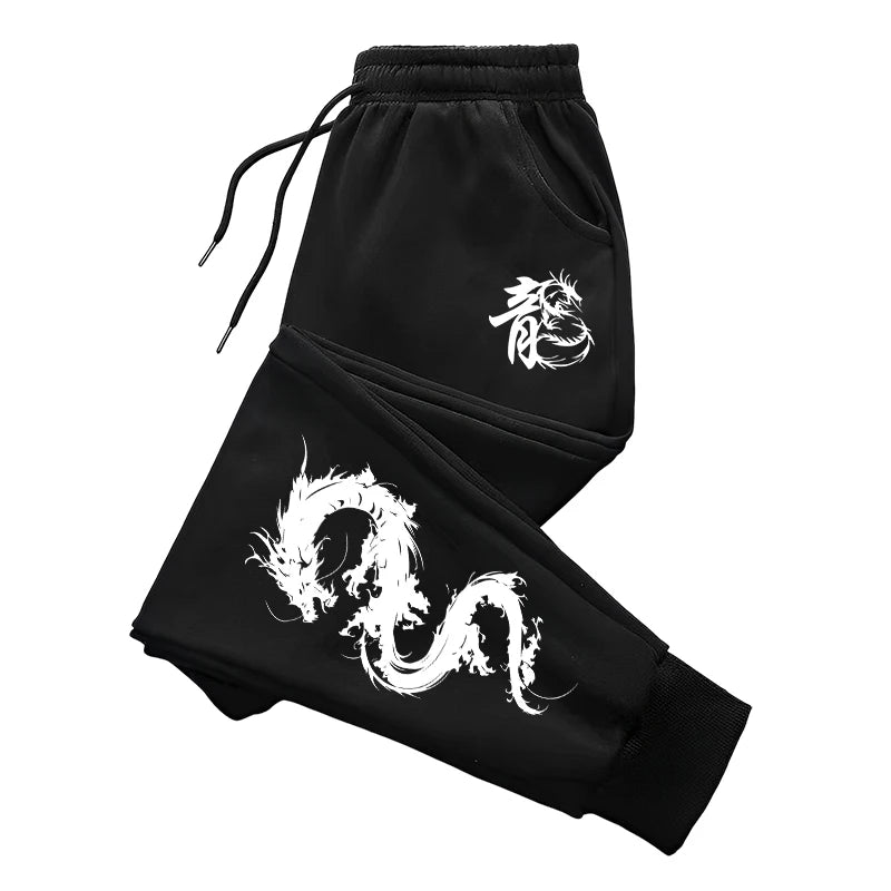 Men's Chinese Dragon Print Hooded Sweatshirt & Sweatpants Set – Autumn Winter Casual