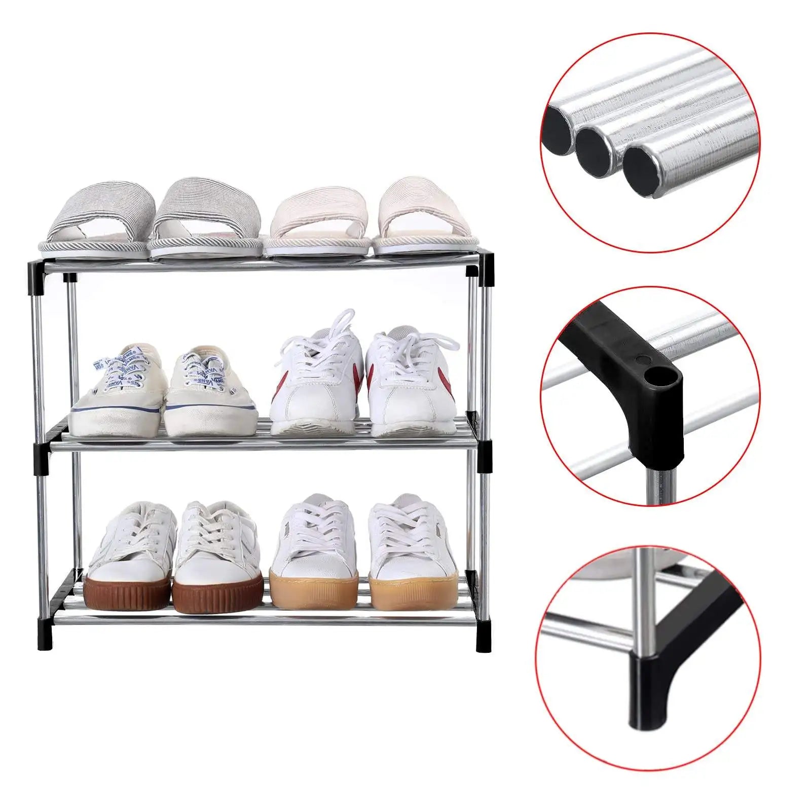 3-Layer Modular Plastic Shoe Rack — Space-Saving Entryway