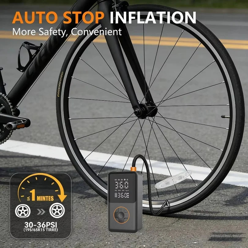 Mini Bike Tire Pump with Pressure Gauge and LED Light