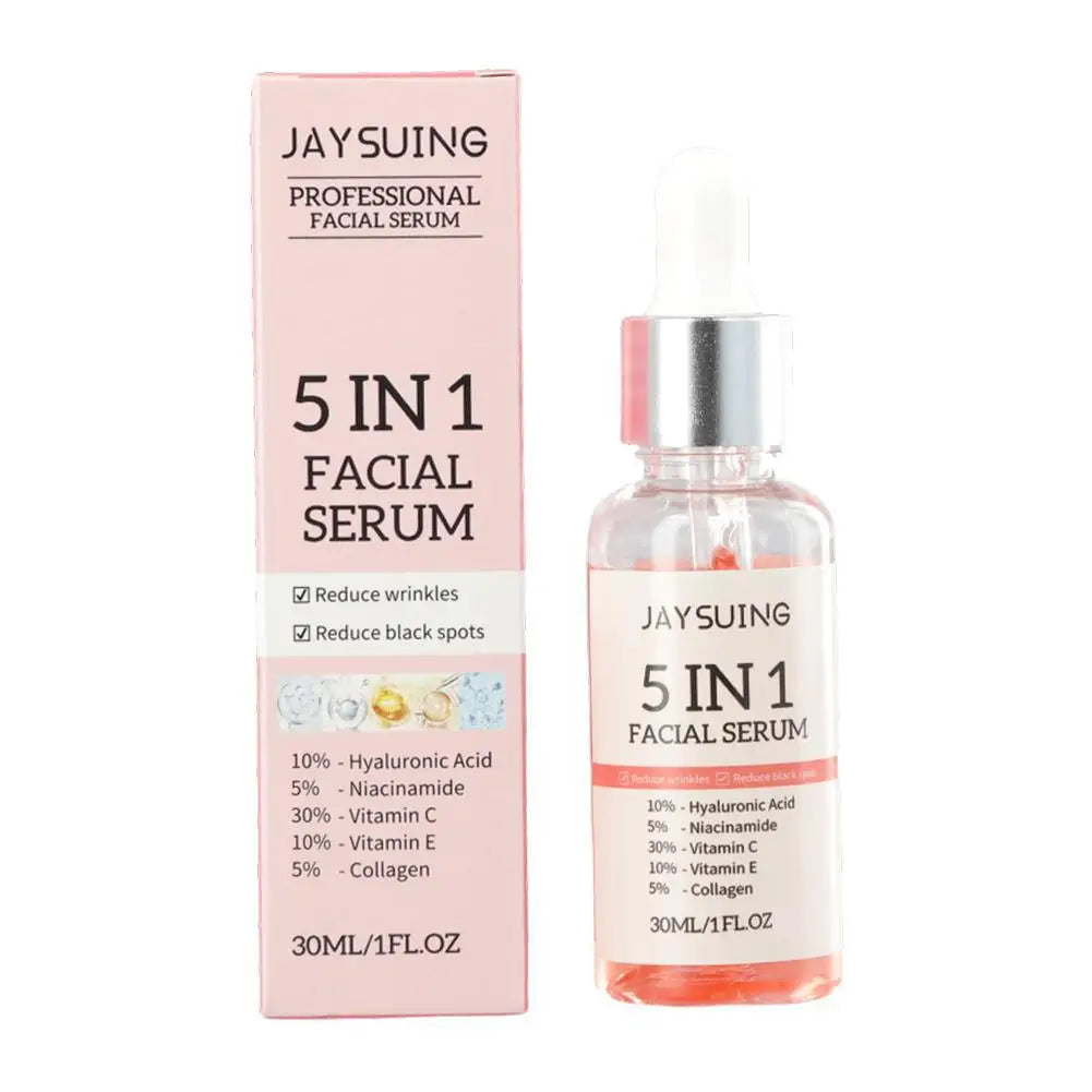 5-in-1 Vitamin C Brightening Face Serum — Hyaluronic Acid, Niacinamide & Collagen (30ml)
