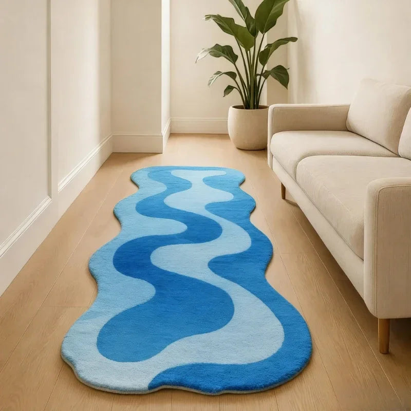 VIKAMA Gradient Wave Rug | Warmth-Retaining, Non-Slip, Fade-Resistant, Bedroom Bedside & Living Room Mat
