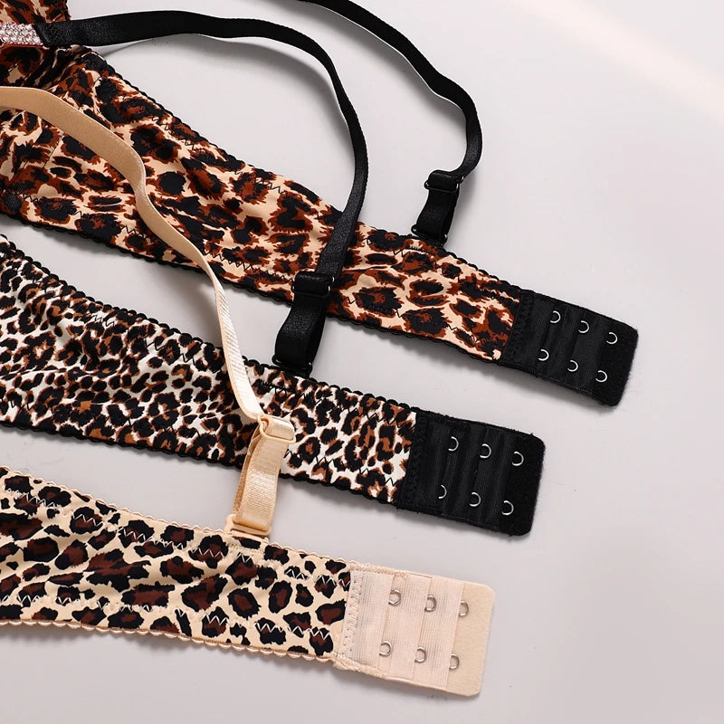 Sexy Leopard Print Push-Up Bra & Underwear Set