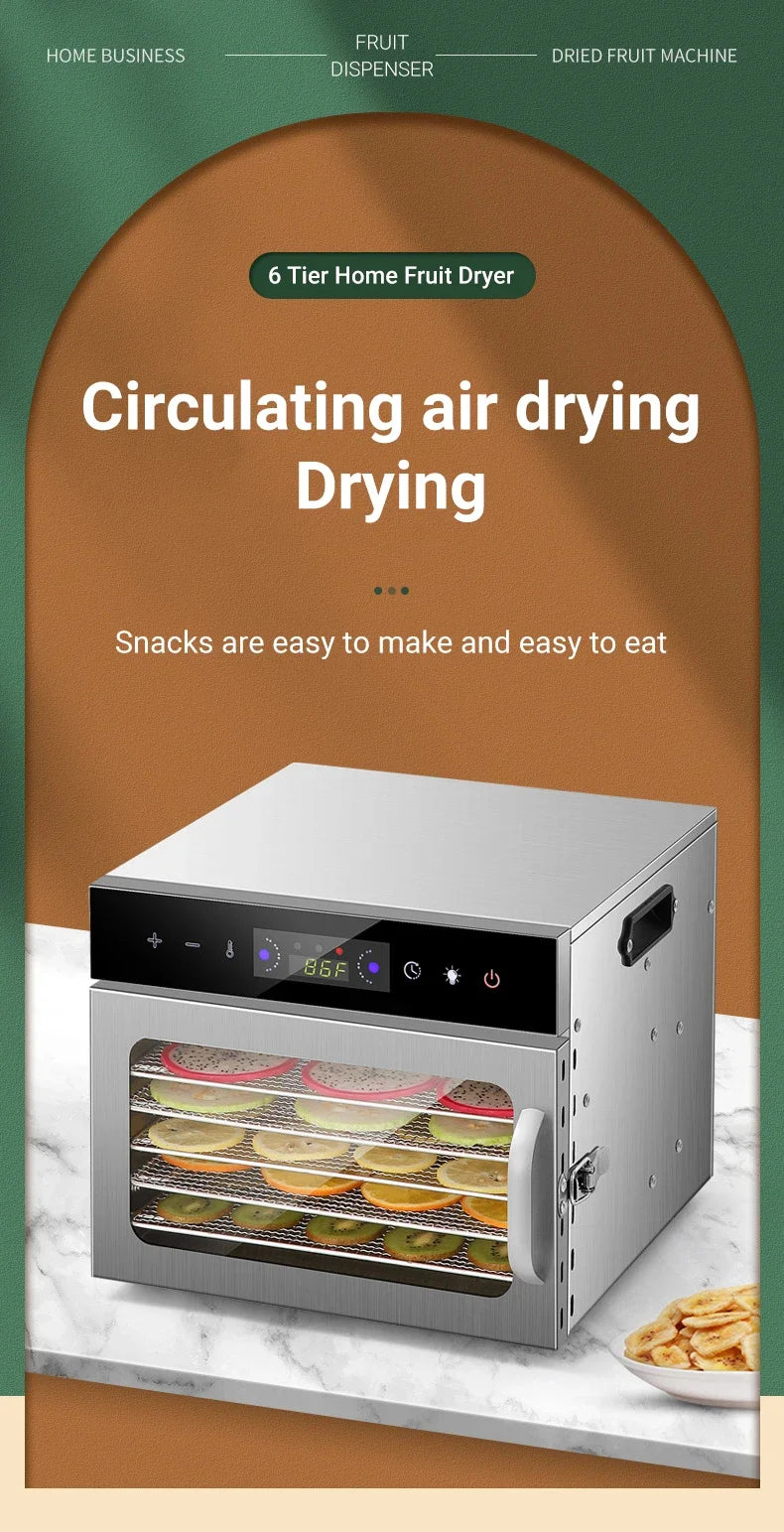 6–18 Layer Touch Screen Food Dehydrator — Intelligent Air Drying for Fruits, Meat & Jerky