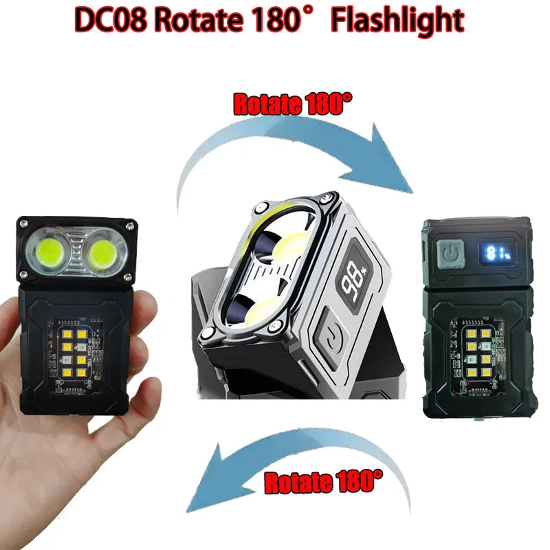 Mini USB Rechargeable LED Flashlight — Magnetic Tail, COB Side Light, Camping Lantern