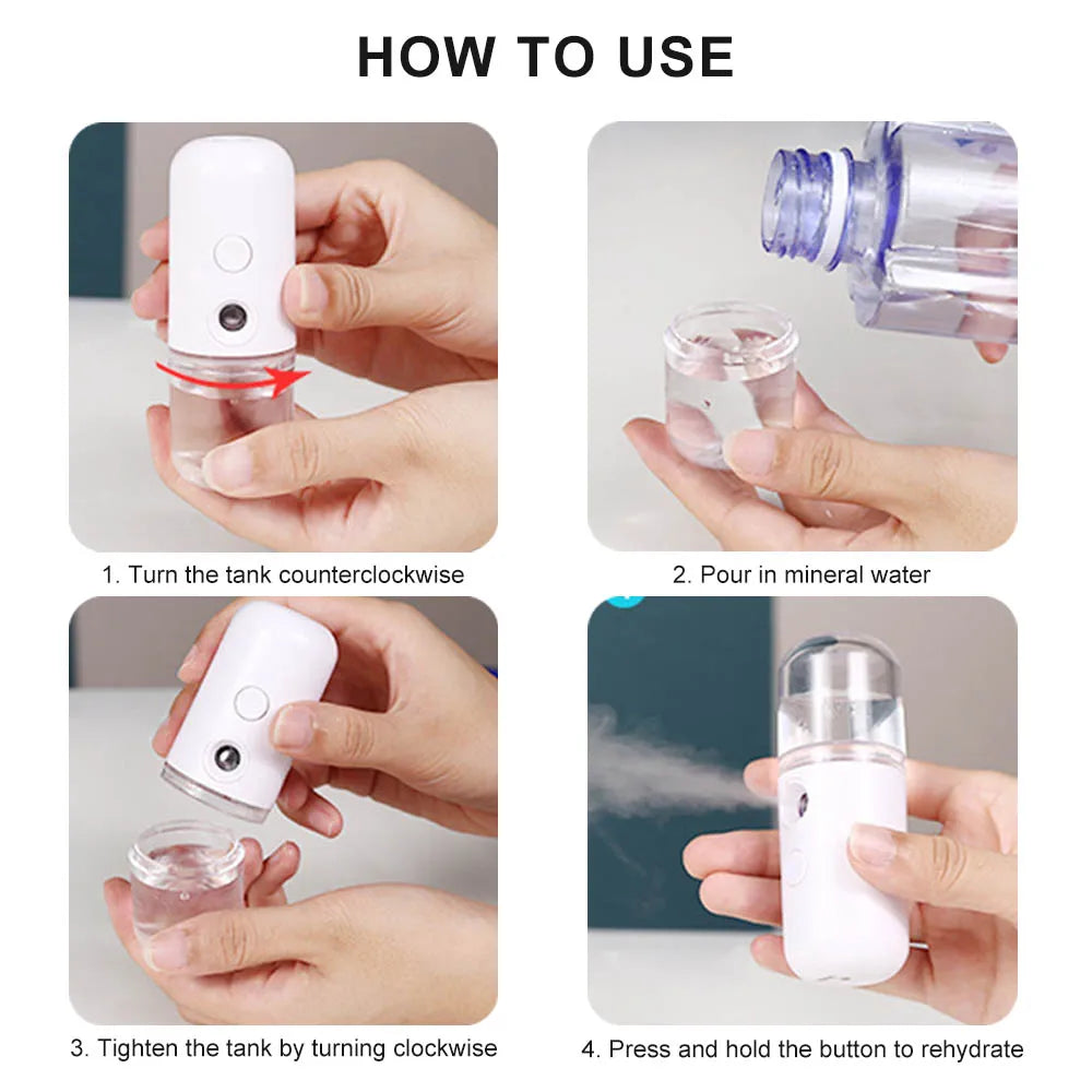 Nano Mist Face Steamer – USB Rechargeable Facial Humidifier & Skin Moisturizer