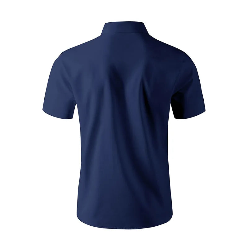 Men's No-Iron Solid Color Short Sleeve Shirt — Wrinkle-Free Casual Shirt